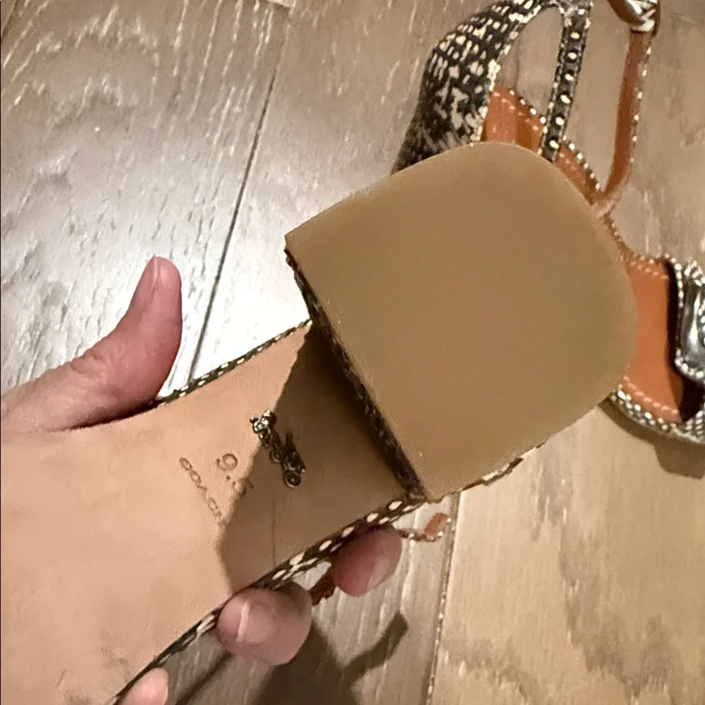 Coach Monochrome Patterned Heels with Ankle Strap - Picture 6 of 6